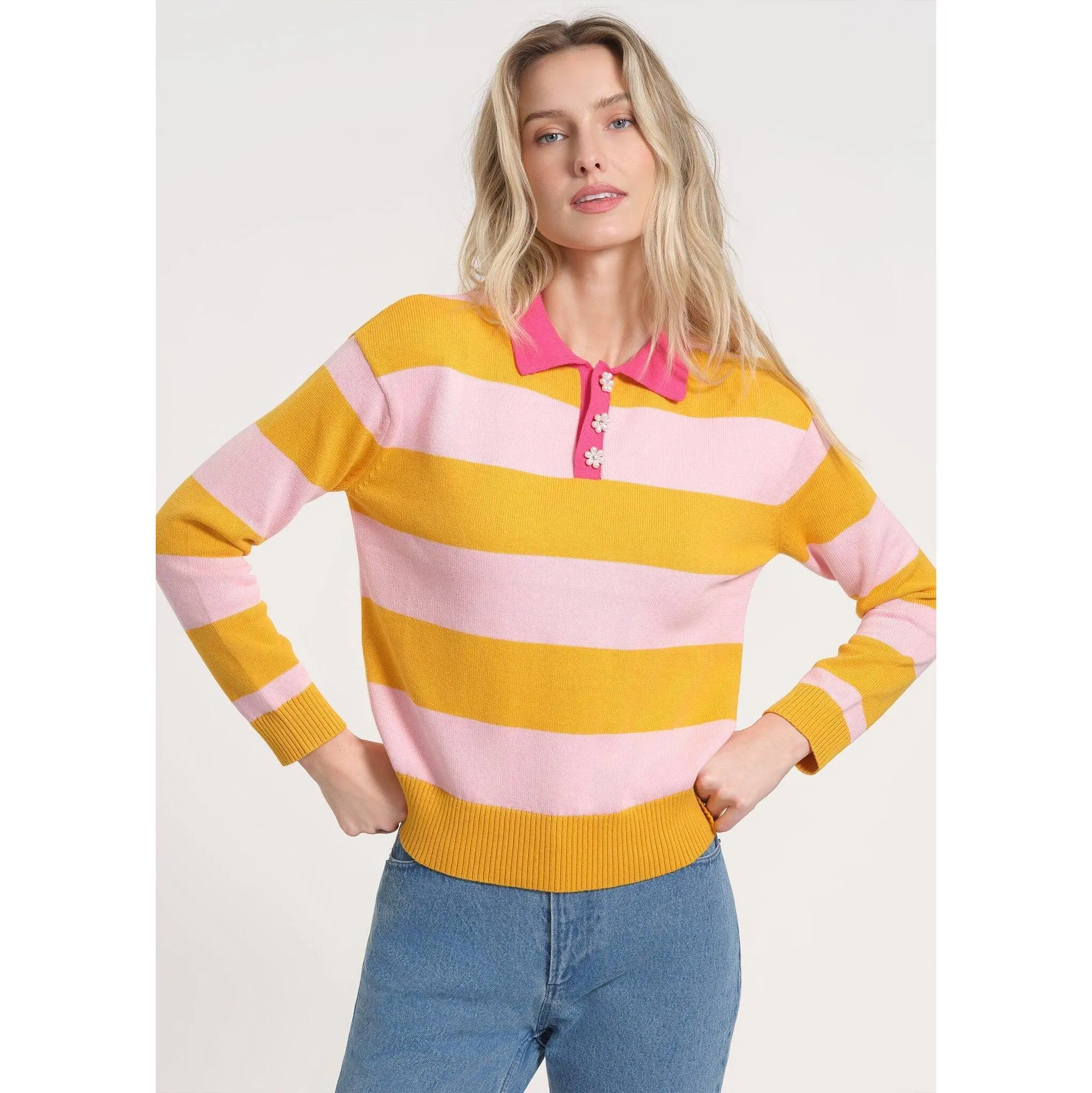 Long Sleeve Rugby Knit Sweater