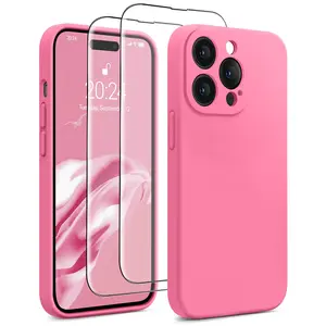 OTOFLY iPhone 14 Pro Case with MagSafe, Liquid Silicone Ultra Slim Shockproof Protection Phone Case with [2 Screen Protectors] Soft Anti-Scratch Microfiber Lining Protective Cover 6.1 inch Smartphone Accessories, Handheld Cellphone Phonecase Casing