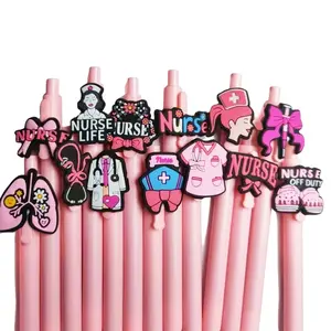 12/6 Piece Nurse Theme Cartoon Pens, Beautiful Nurse Doctor Ballpoint Pen Set, Girl Style, Office Learning Helper, Gift Idea
