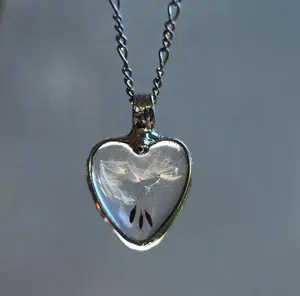 Wish Dandelion Heart Necklace with 3 or 4 Seeds
