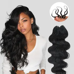 Feather Crochet Human Hair Extensions Body Wave Knotless 100% Crochet Hair 60g Pre Separated Lightweight Natural Volume Protective Style Beginner Friendly