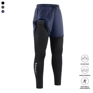 Men’s athletic pants designed as a two-piece set, breathable and quick-drying, suitable for fitness and running training—an essential for fitness enthusiasts.