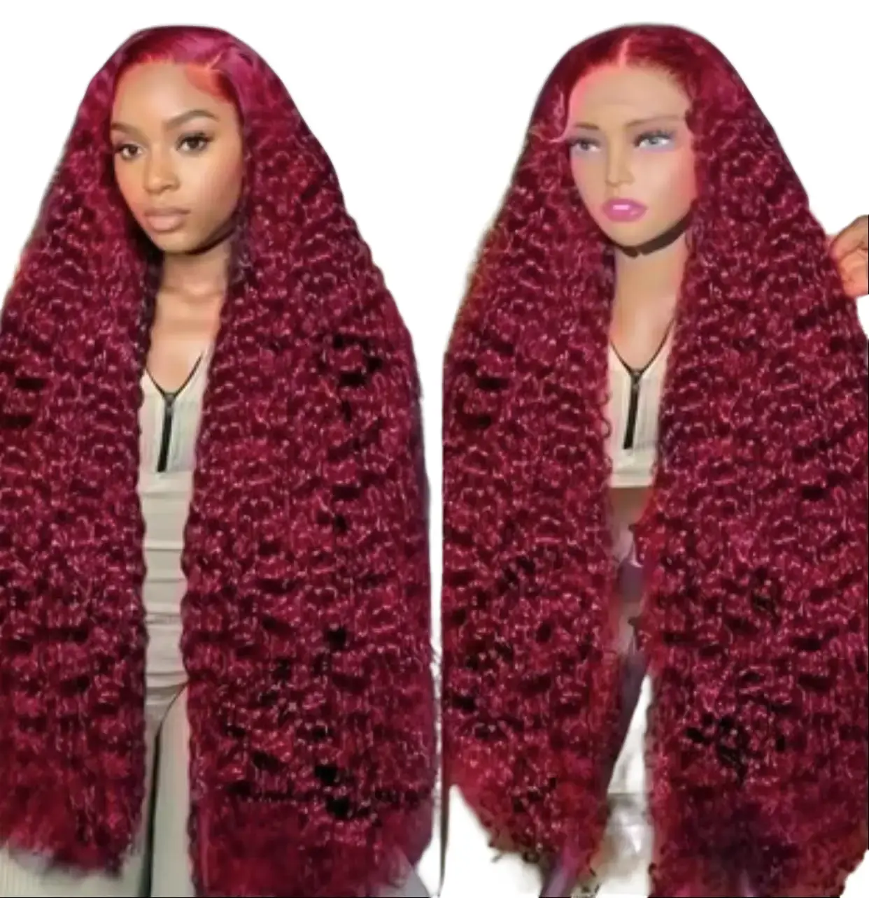 Women's 99J Burgundy 13x6 Deep Wave HD Lace Front Human Hair Wig, Glueless Brazilian Virgin, Lace Frontal Closure, Pre-Plucked Baby Hair, Natural Look, Vibrant Color, Comfortable Fit, Heat Resistant Lace Braiding Wig Curly Wigs