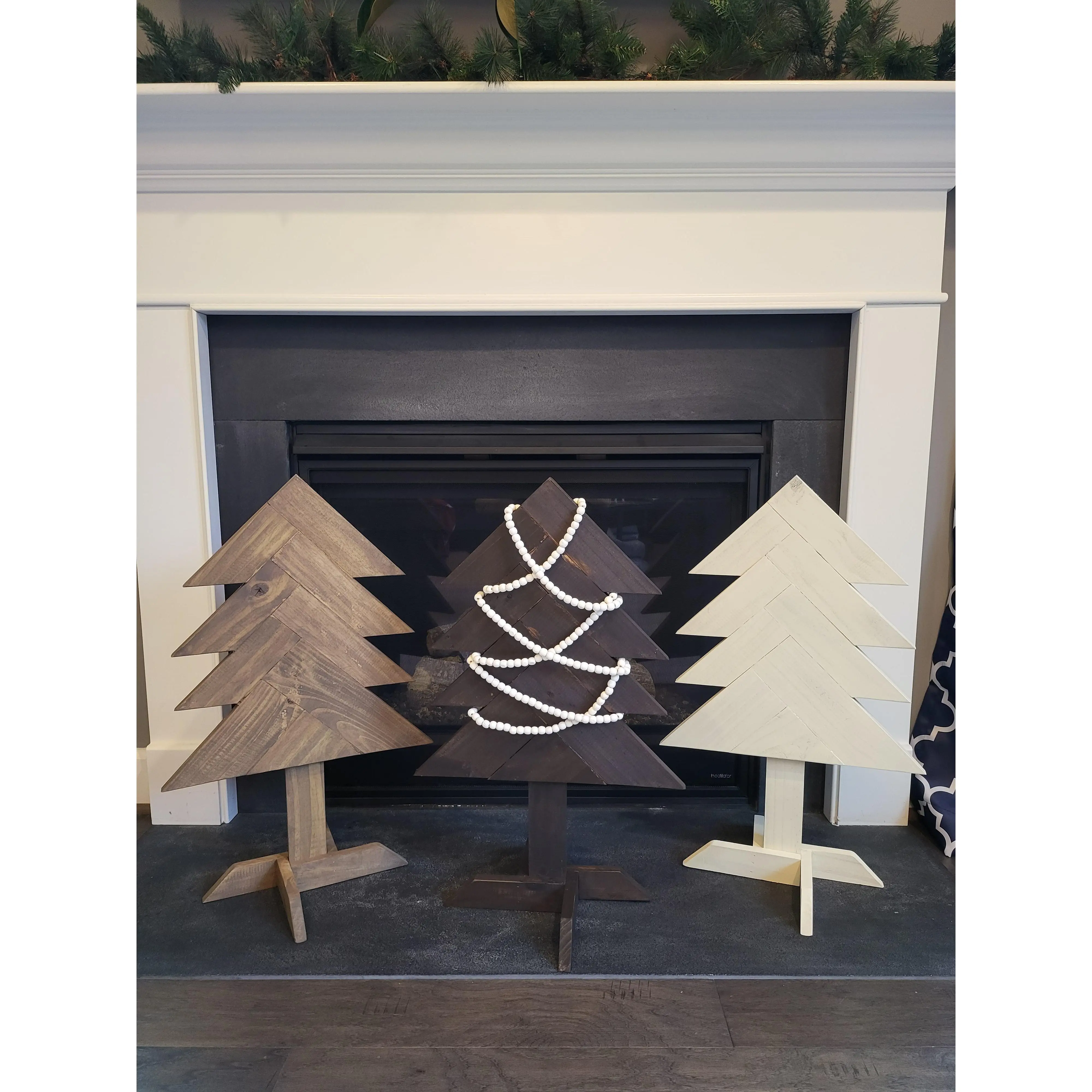 Rustic Wooden Christmas Tree - Handmade with Natural Elements and Removable Stand
