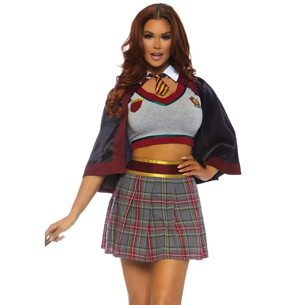 Leg Avenue Women's 3-Piece Spellbinding School Girl Costume, Sexy Plaid Set with Stretchy Fit for Halloween Cosplay, Clothes