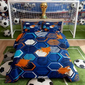 Honeycomb Kids Comforter Set,Geometric Hexagon Patchwork Bedding Set,Girls Boys Adults Room Decor,Modern Fashion Down Comforter,Blue Orange Bright Duvet Insert