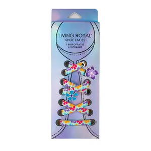 Flower Power Shoelaces + Charm Set  | Flat Stretch Elastic No-Tie Shoelaces - Unisex Colorful Shoe Laces Set with Charm For Sneakers, Athletic Shoe or More - Perfect Gift For Family & Friends