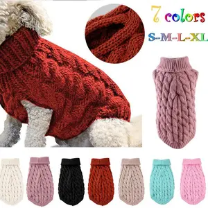 Pet Dog Turtleneck Knitting Sweater Coat Winter Warmer Thickening Pullover Knitwear Crochet Coat Clothes for Small Medium Dog Cat