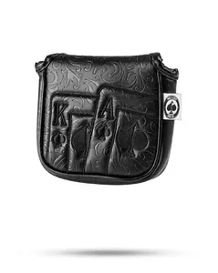 Blackout Ace of Spades Mallet Putter Cover, Bold Look, Handmade Stitching, Synthetic Leather Golf Club Accessory, Golf Equipment