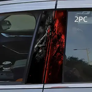 2pc Dark Demon B Pillar Car Sticker, Contrast Style, Cool 3D Image, Waterproof Car Decorative Decal for Sedan Suv Mpv
