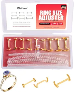 ELETIUO 13 Pack Filled Gold Metal Ring Guard with 4 Sizes Spirals,Invisible Ring Size Adjuster Set for Loose Rings,Ring Guard, Ring Sizer, Fit for Men and Women Rings,2 Styles (Gold+Transparent)