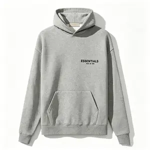 Fear of God Essentials Hoodie — featuring an oversized, dropped-shoulder silhouette and a spacious, drawstring-free hood design, making it perfect for everyday wear — "Dark Oatmeal"