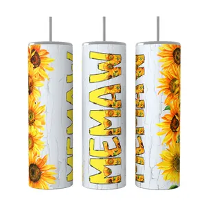 Sunflowers Memaw 20oz Vacuum Insulated Skinny Tumbler with Lid and Straw