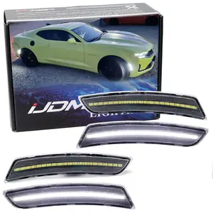 iJDMTOY Clear Lens White Full LED Side Marker Light Kit For 2016-2023 Chevy Camaro, Powered by Total 180-SMD LED, Replace OEM Sidemarker Lamps
