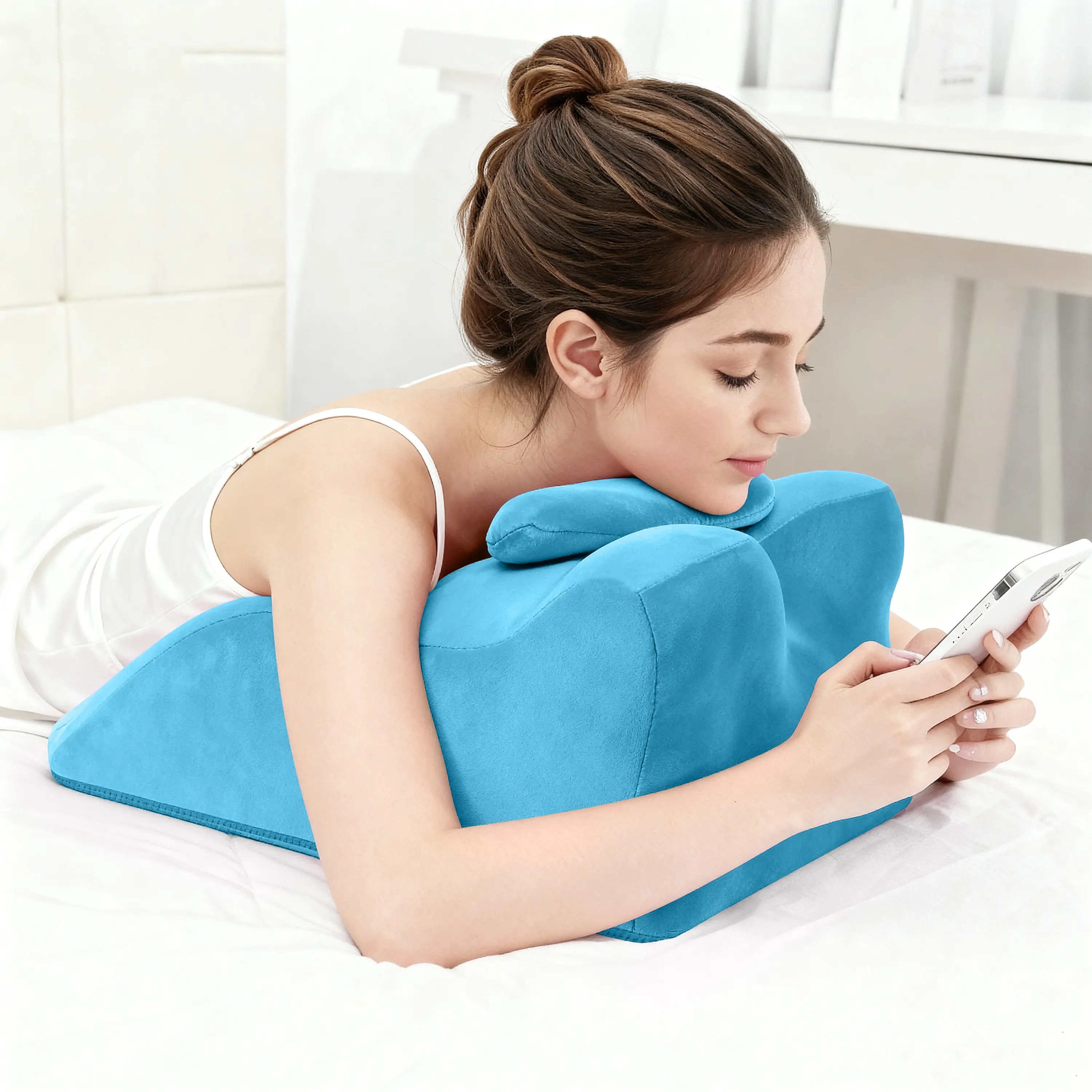 【Creator Exclusive】FANSACE Ergonomic Memory Foam Lumbar Support Pillow with Removable Cover, Multi-Functional Reading Pillow for Bed, Back Support, Sleeping Better, Neck Pain Relief