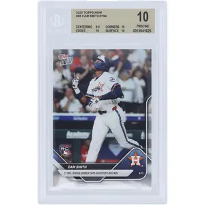 Cam Smith Houston Astros 2025 Topps Now 1st Big League Homer Caps Houston's Big Win #58 BGS Authenticated 10 Rookie Card - 9.5,10,10,10 Subgrades - Fanatics Authentic Certified