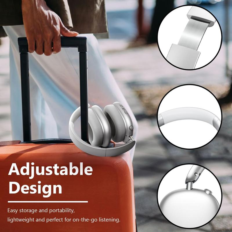 Wireless Headphones - 52dB Noise Cancellation, 5 Smart ENC Mics, Detachable Fabric Ear Cushions, 120 Hour Standby, Seamless Dual Device Connection for All-Day Use and Boosted Productivity