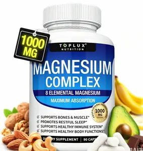 Magnesium Complex 1000mg, Chelated Multi Forms Glycinate Citrate Malate, Support Sleep Quality & Immune Function, Vegan Non-GMO, 90 Capsules