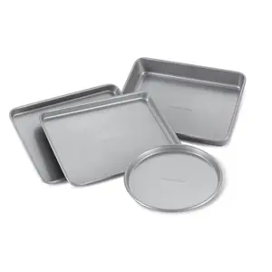 Practical 4-Piece Nonstick Toaster Oven Pan Set, Kitchen Bakeware for Small Batch Baking and Toasting