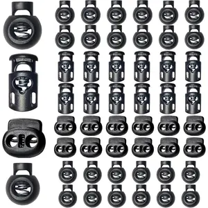 48 count Upgraded Plastic Cord Lock, Cord Locks - Draw String Clip with Spring Toggle Stoppers Buttons for Drawstrings, Shoelaces, Paracord