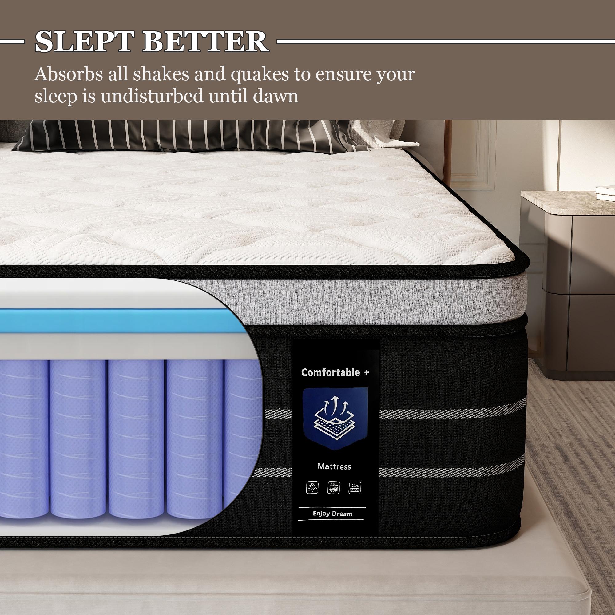 Queen Mattress 12/14 Inch Hybrid Mattress in a Box T/F/Q/K Size Medium Firm Memory Foam Skin-Friendly Back Pain Relief Easy Setup Sweet Dream Bedding