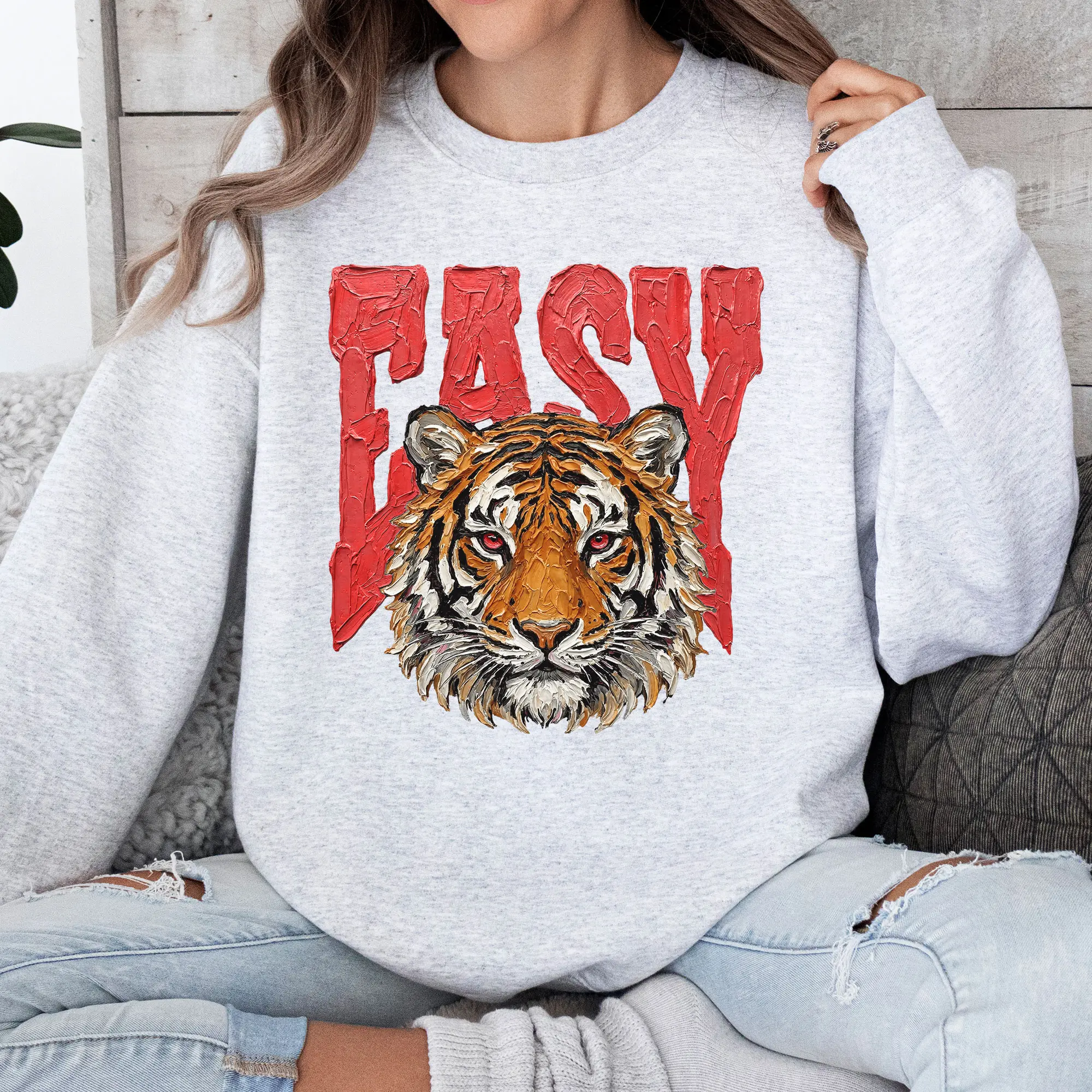 Easy Tiger Pianted DTG Graphic T-Shirt, Relax Fit, Soft Print