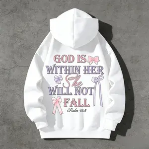 God Is Within Her She Will Not Fall Sweater, Shirt, Hoodie ,Coquette Christian, Jesus Christian Hoodies Christian Bible Verse, christian apparel, Fashion Casual Long Sleeve for Daily Holiday Outdoor Wear, Women