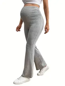 Grey Maternity Pants, Casual and Versatile Sports Maternity Flared Trousers for Summer, Maternity Clothing, Pregnancy Clothes