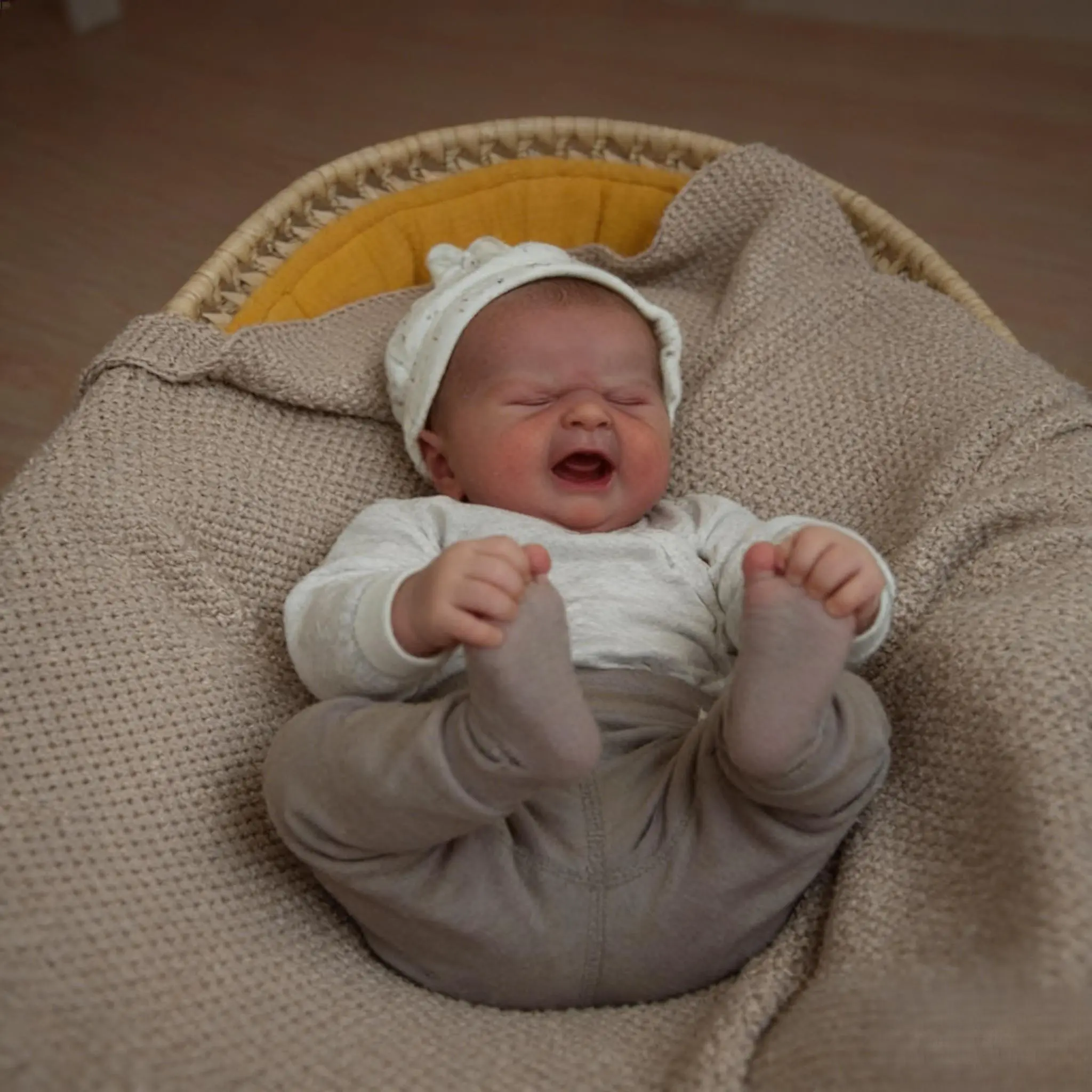 NPK Unisex Realistic Reborn Cuddly Baby Doll (19in/49cm) - Silicone/Cotton Build, Soft Silicone Head & Limbs, Cotton Body, Hand-Painted Veined Hair, Acrylic Eyes, Self-Crying, Water-Resistant Surface Eases Cleanup, 3+ Years Toy, Soft Cuddly Gift