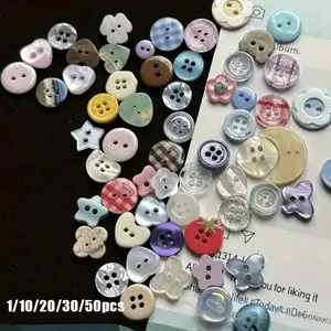 Colorful Plastic Buttons, Handmade Decorative Buttons, Sewing Accessories, Flat Embroidery Craft Buttons, Fashion Clothing Parts, DIY Projects