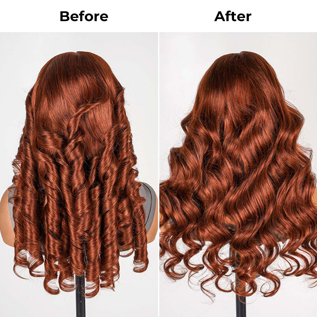 【13x6 Copper】Alipearl Hair Copper Orange Wig Pre Cut 13x6 Lace Closure Wig Human Hair Body Wave Glueless Pre Curled Wig