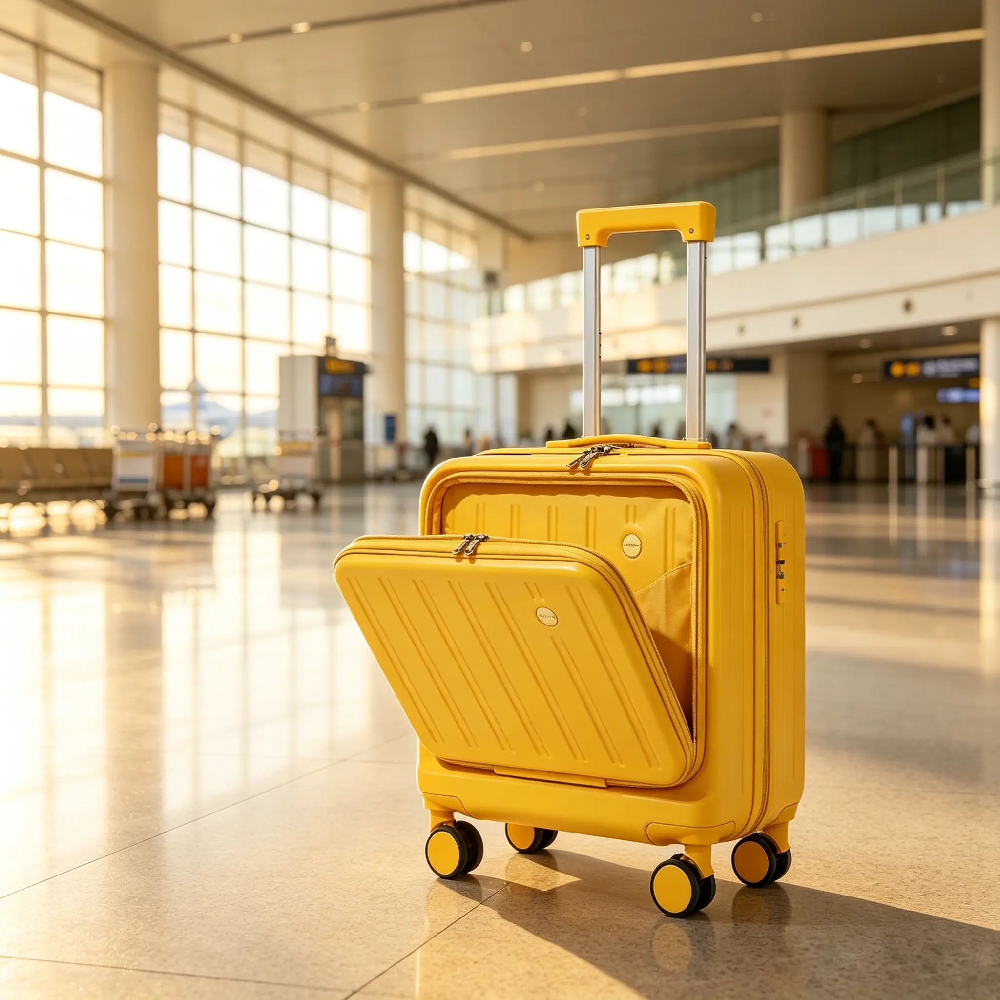 18-Inch High-Durability Carry-On Luggage, Handle-Equipped Anti-Shock Casters, Mobile-Compatible Front-Open Design, USB Charging, TSA Lock, Direct Boarding-Friendly, Ideal for Business Travel