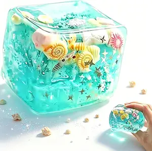 Ice Pressure Ball, Ice Ocean Shell Squid Toy, Ice Cube Fidget Toy, 2026 New Squeezed Ice Ocean Style Shell, Non toxic Squeeze Ball Focus Calm [Random color blind box (blue or green)]