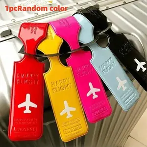 Creative Airplane Pattern Luggage Tag, PU Leather Travel Accessory, Identity Address Label, Essential Travel Item, Beach Summer Vacation School Supplies