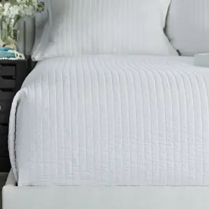 Tessa White Linen Quilted Coverlet