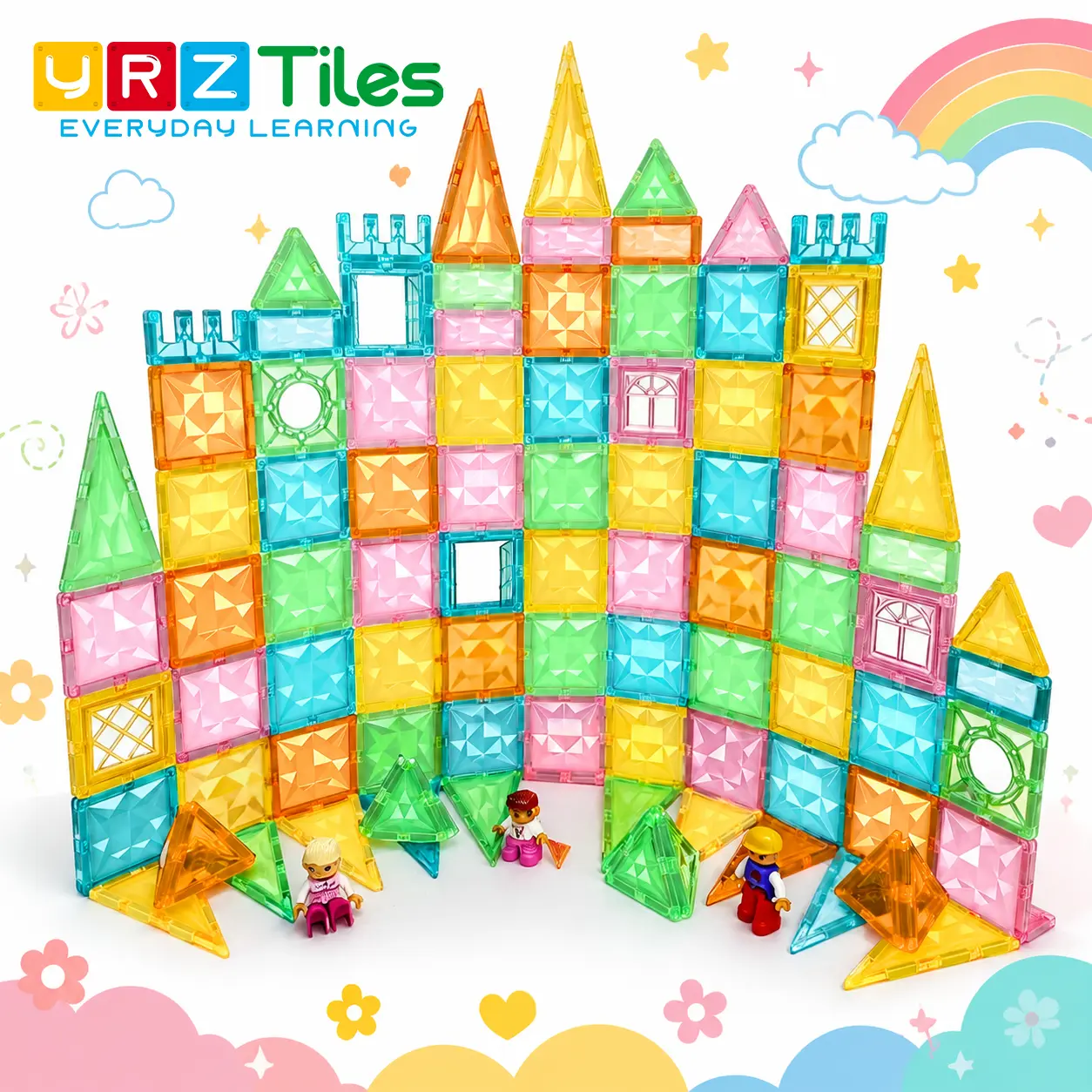 YRZTILES Kids' Magnetic Building Cubes Set32PCS STEM Early Education Tiles, Creative Construction Blocks, Preschool Cognitive Learning Interactive Playset for 3-6 Year Olds