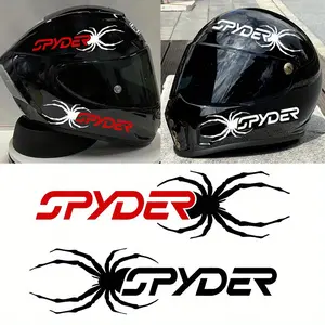 2PCS/SET "SPYDER + Spider" Motorcycle Hardcore Spider Sticker Gear Decor Decal For Motorcycle Helmet, Car Trunk Cross-border Hot Motorcycle Hardcore Goodie Adds Sharp Spider Wild Texture Fits Motorcycle Gear Top For Motorcycle Hardcore Spider Style Fans