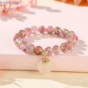 Luxury Handmade Glass Bead Bracelet for Women | Peace Knot & Rose Design