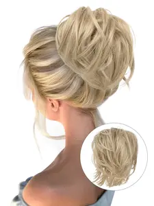 8 Inch Blonde Short Wavy Hair Bun, Natural Fluffy Hair Bun, Soft Synthetic Hair, Synthetic Hairpiece for Women & Girls, Suitable for Daily Use, Synthetic Extensions
