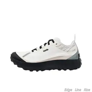 Neutral-Tone Sneakers Featuring Light Gray-Silver Heel Loop, Light Gray-Blue Side Accent & Off-White Mesh Upper — Laser-Fused Construction, Layered EVA Platform with Embedded Warm Orange Groove Zones