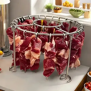 Air Fryer Grill Set: 304 Steel Vertical Grill + 24 Skewers. Grill Kabobs Evenly Indoors/outdoors. Fits 3-6QT Models, Barbecue Accessories