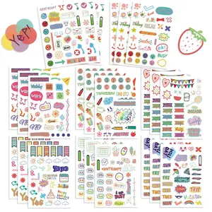 Colorful Planner Sticker, 8 Counts/set Cute Creative Wall Sticker, Decal Sticker, Self Adhesive Decorative Sticker for DIY Scrapbooking, Journaling, Gift Wrapping