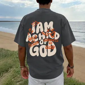 I AM A CHILD OF GOD Tee, Summer Men's Trendy Street Graphic T-Shirt, Slightly Stretch Fit, Cotton-lined Black Crew Neck Short Sleeve T-Shirt, Casual Everyday T-Shirt Top