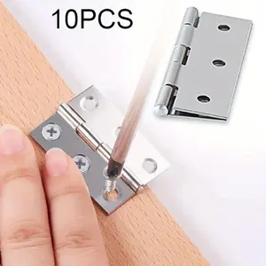 10pcs Stainless Steel Door Hinges, Cabinet Doors Windows Wooden Box Flat Hinge, Home Furniture Hardware