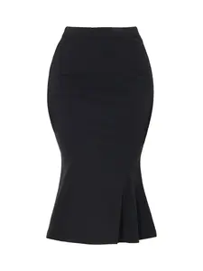INSPIRE CHIC Bodycon High Waist Ruffle Hem Fishtail Mermaid Midi Skirt