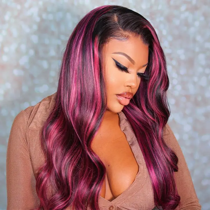 1B/Pink Ombre Body Wave 13x6 Lace Front Wigs Human Hair Hd Lace Frontal Wigs Colored Brazilian Pre Plucked Wigs For Women