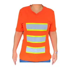 Anc Workwear Women's Radiant Yellow 3-Strip PETITE Safety Shirt  -  Womenswear Clothing Shortsleeve Vneck Uniforms Lady