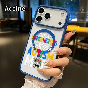 Magnetic Soft Case for iPhone 17 16  Pro Max Plus 15 14 13 12 11 Air E Autism Mom Power Pattern Anti-Yellowing Shockproof ultra-thin Silicone Crystal Transparent Acrylic Cover Supports Wireless Charging