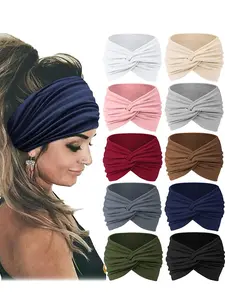 Wide African Stretch Headbands - 10 Pieces Multi-Color Elastic Fabric Accessories for Versatile Wear 8.66x4.134 Inches