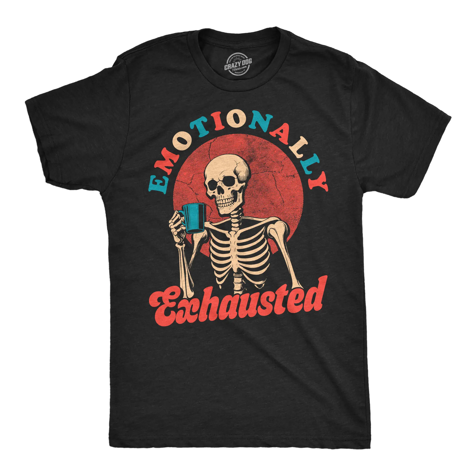 Mens Funny T Shirts Emotionally Exhausted Sarcastic Graphic Novelty Tee For Men Mens Funny T Shirts Cool Vintage Fashion T-Shirt Gift Classic Menswear Funny mental health Short Sleeve Novelty Tees for Guys Black -